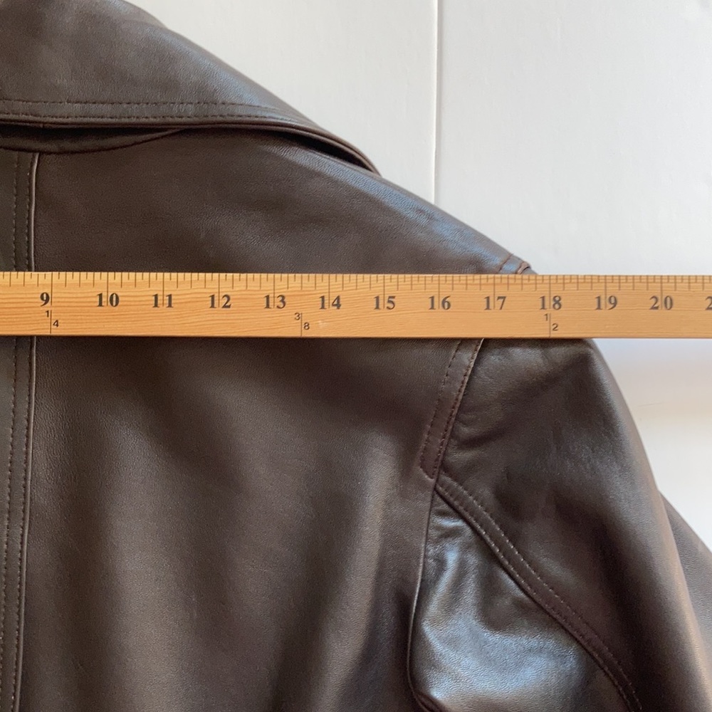 Chocolate Brown Leather Belted Jacket - Picture 12 of 16